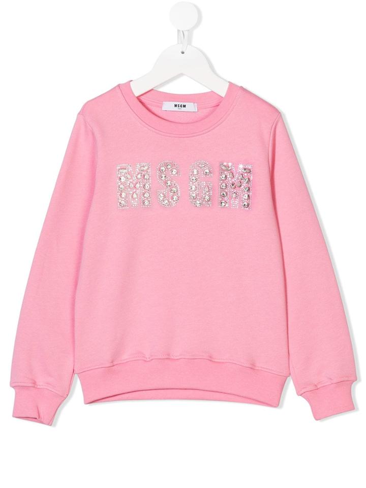 Msgm Kids Embellished Logo Sweatshirt - Pink