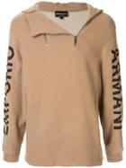 Emporio Armani Logo Sleeve Zipped Hoodie - Black