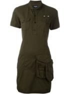 Dsquared2 Utility Shirt Dress, Women's, Size: 38, Green, Cotton/spandex/elastane