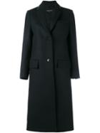 Valentino 'rockstud' Single Breasted Coat, Women's, Size: 42, Black, Silk/cotton/linen/flax/virgin Wool