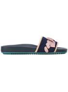 Fendi Bow Detail Slides - Blue
