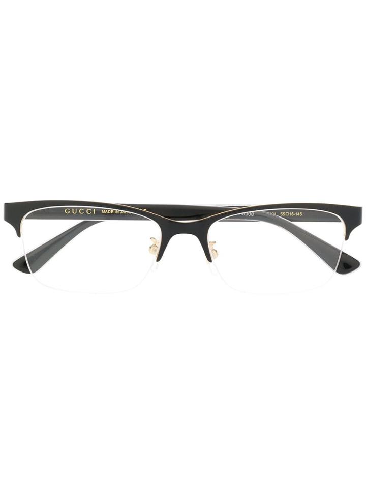 Gucci Eyewear Half Square Frame Glasses - Black