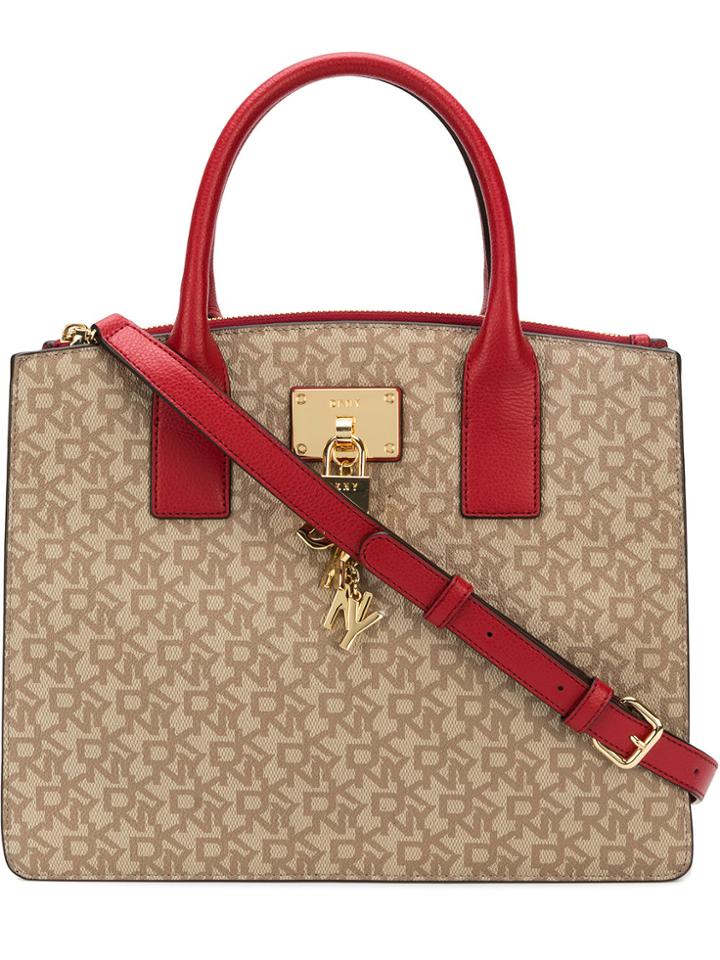 Dkny Contrast Logo Tote - Nude & Neutrals