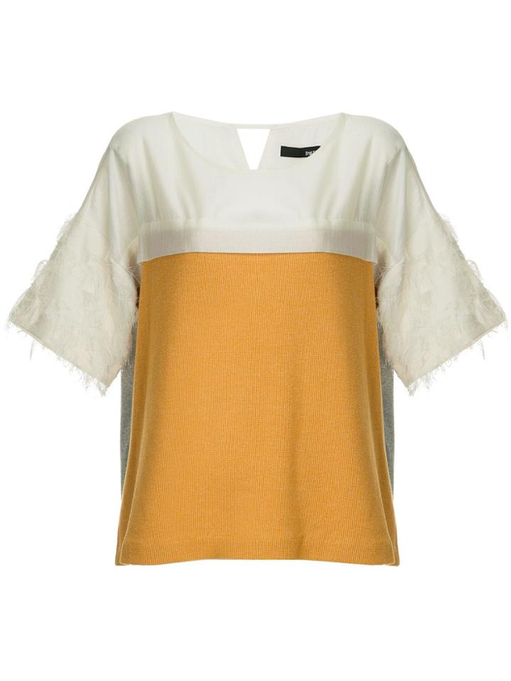 Frei Ea Textured Embellished T-shirt - Yellow & Orange