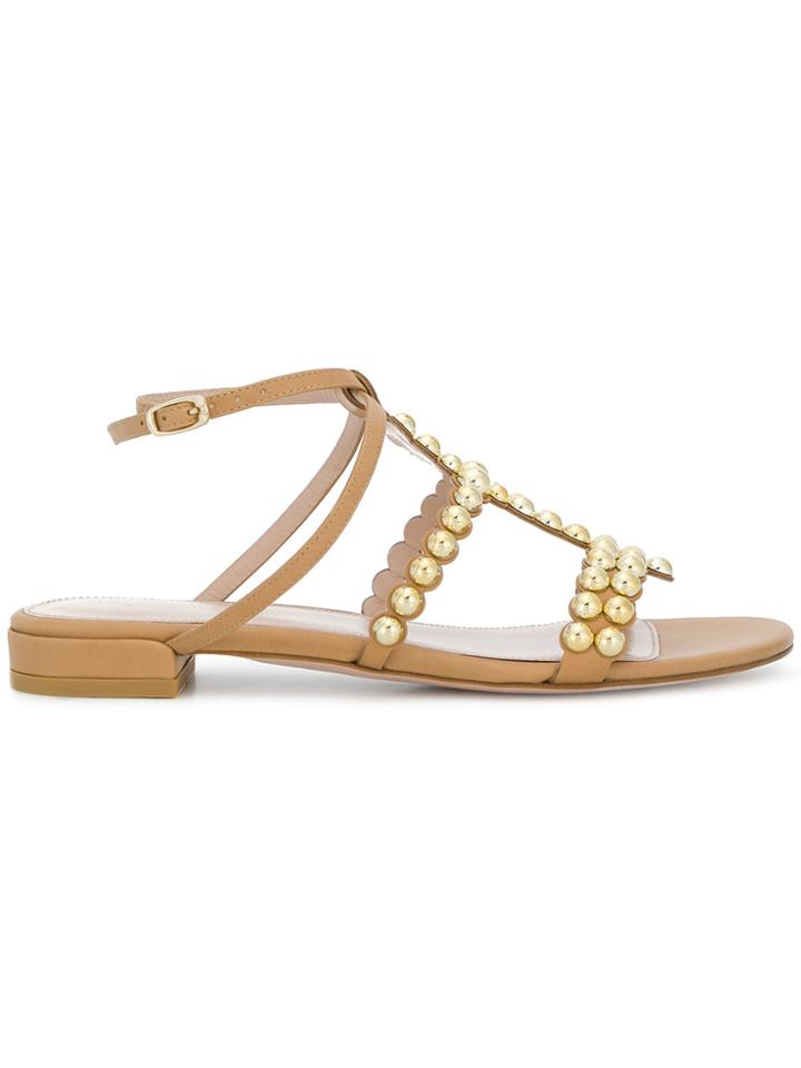 Stuart Weitzman Studded Strappy Sandals - Brown