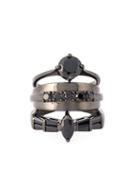 Iosselliani Black On Black Memento Ring, Women's, Size: 56, Jet/gunmetal Plated Brass