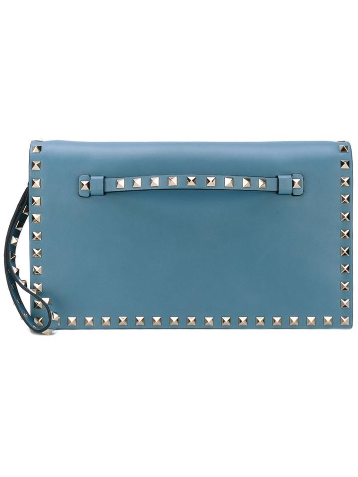 Valentino - Valentino Garavani Rockstud Clutch - Women - Leather/metal - One Size, Grey, Leather/metal