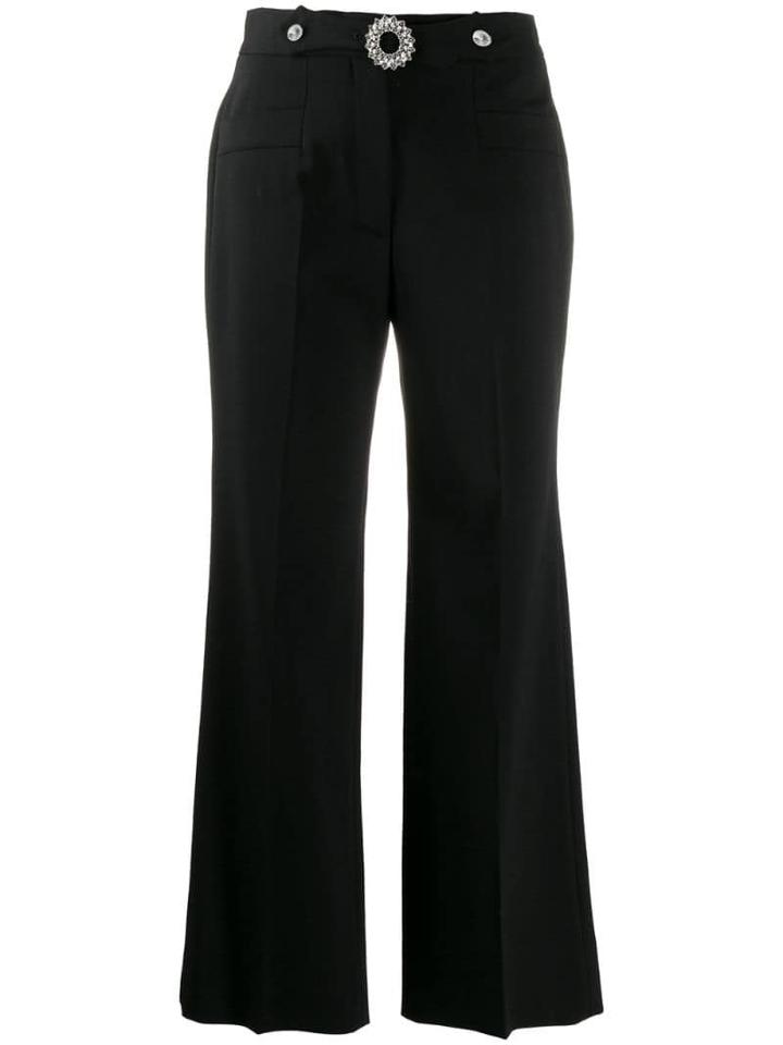 Miu Miu Crystal Buckle Flared Trousers - Black