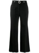 Miu Miu Crystal Buckle Flared Trousers - Black
