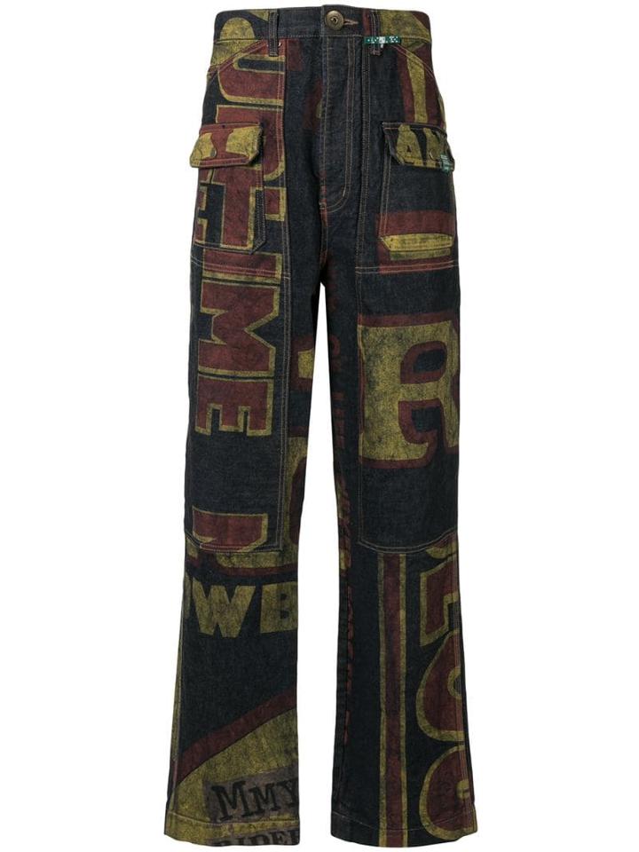 Maison Mihara Yasuhiro Word Print Jeans - Blue