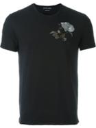 Alexander Mcqueen Rose Embroidered T-shirt, Men's, Size: Medium, Black, Cotton