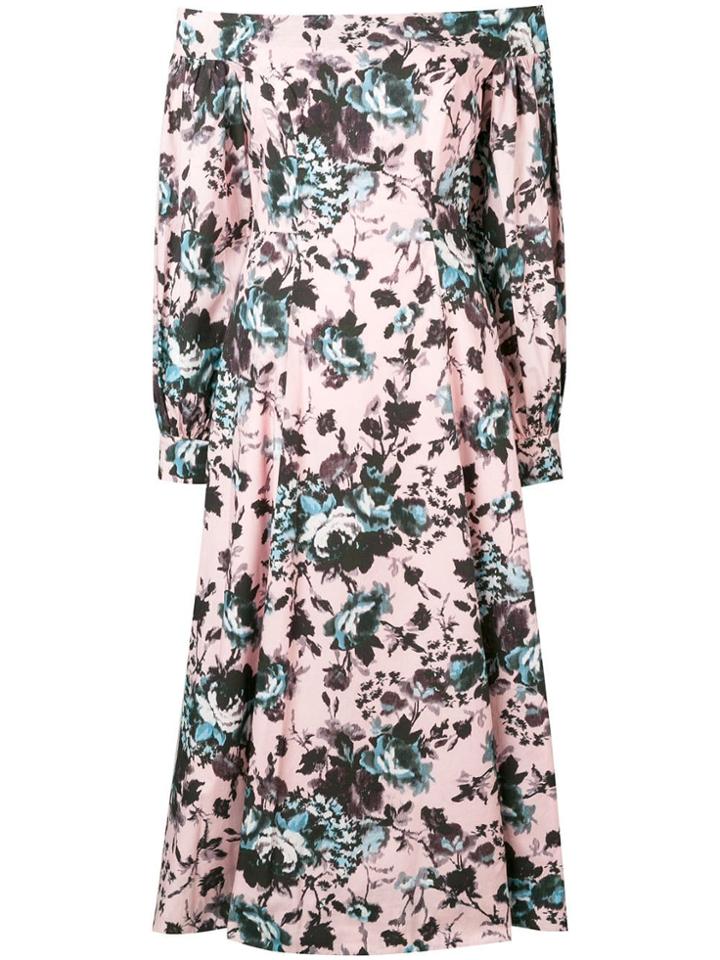 Erdem Floral Off-shoulder Midi Dress - Pink