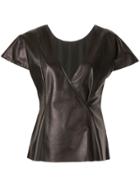 Drome Cap Sleeved Leather Top - Black
