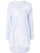 Ermanno Scervino Round-neck Striped Shirt Dress - White