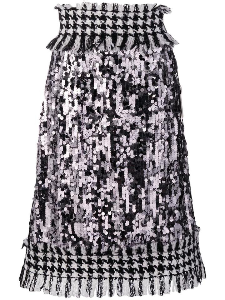Dolce & Gabbana High Waisted Tweed Skirt - Silver