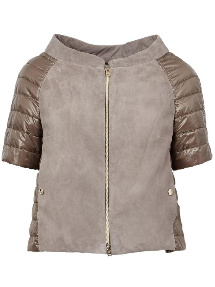 Herno Leather Panel Puffer Jacket
