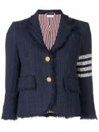 Thom Browne 4-bar Frayed Tweed Sport Coat - Blue