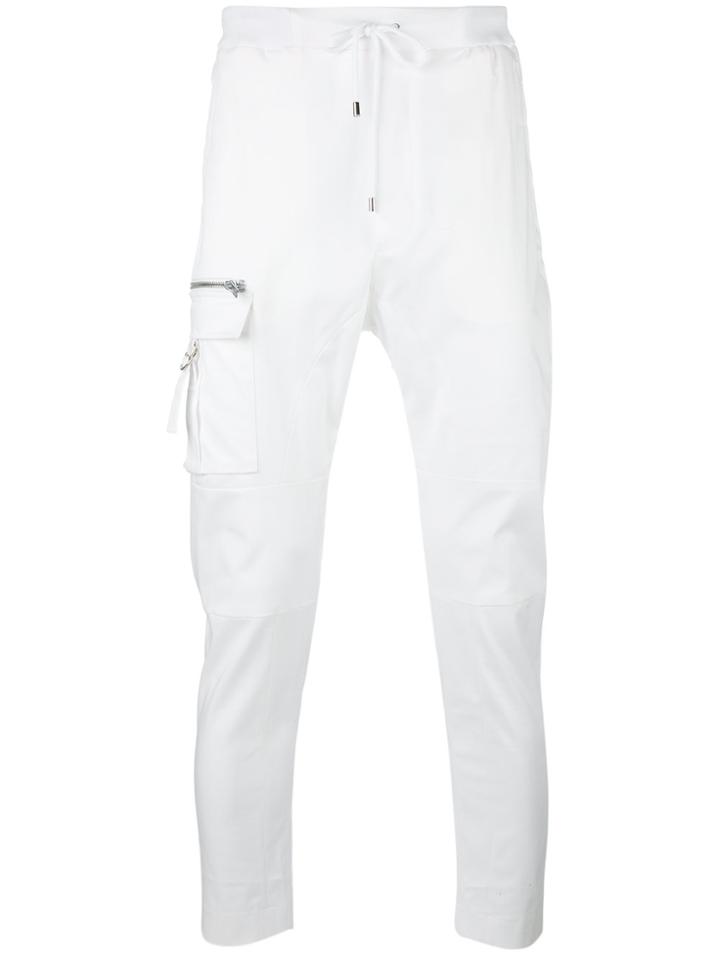 Les Hommes Urban Thigh Pocket Drawstring Trousers - White