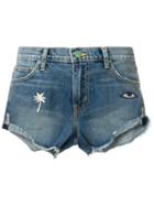 Sandrine Rose - Embroidered Denim Shorts - Women - Cotton - 26, Blue, Cotton