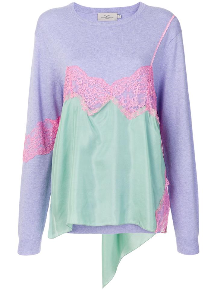Preen By Thornton Bregazzi Colour-block Fitted Sweater - Pink & Purple