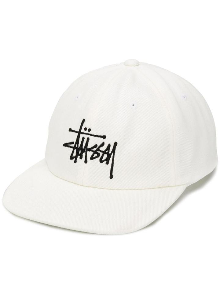 Stussy Logo Embroidery Baseball Cap - White