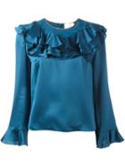 Roksanda Frill Detail Blouse, Women's, Size: 10, Blue, Silk