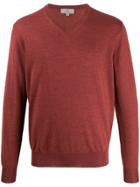 Canali V-neck Sweatshirt - Red