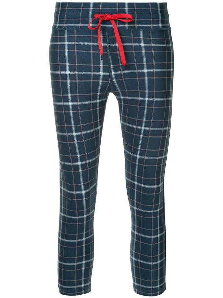 The Upside Cropped Check Print Leggings - Blue