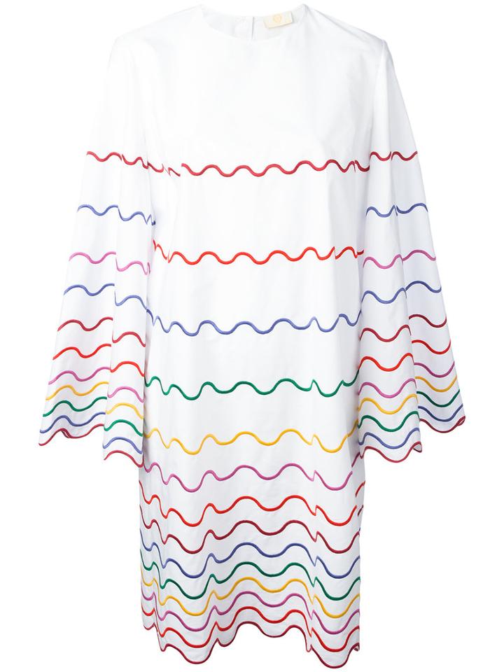 Sara Battaglia - Scallop Pattern Dress - Women - Cotton - 42, Women's, White, Cotton
