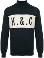 Kent & Curwen Logo Turtleneck Sweater - Blue