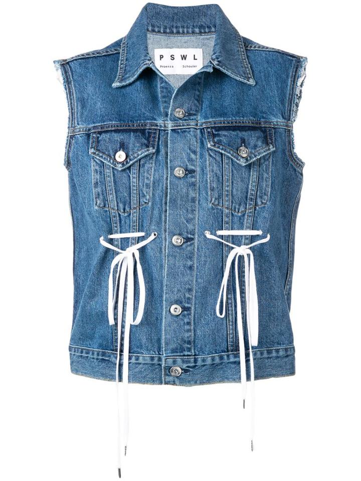 Proenza Schouler Pswl Laced Denim Gilet - Blue