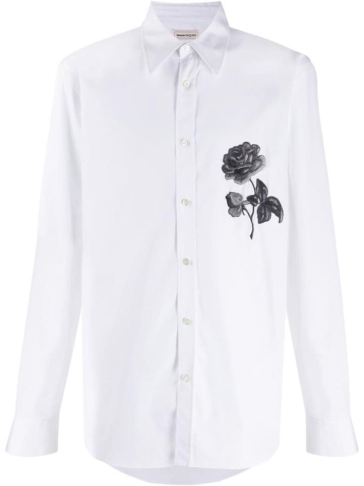Alexander Mcqueen Floral-embroidered Shirt - White