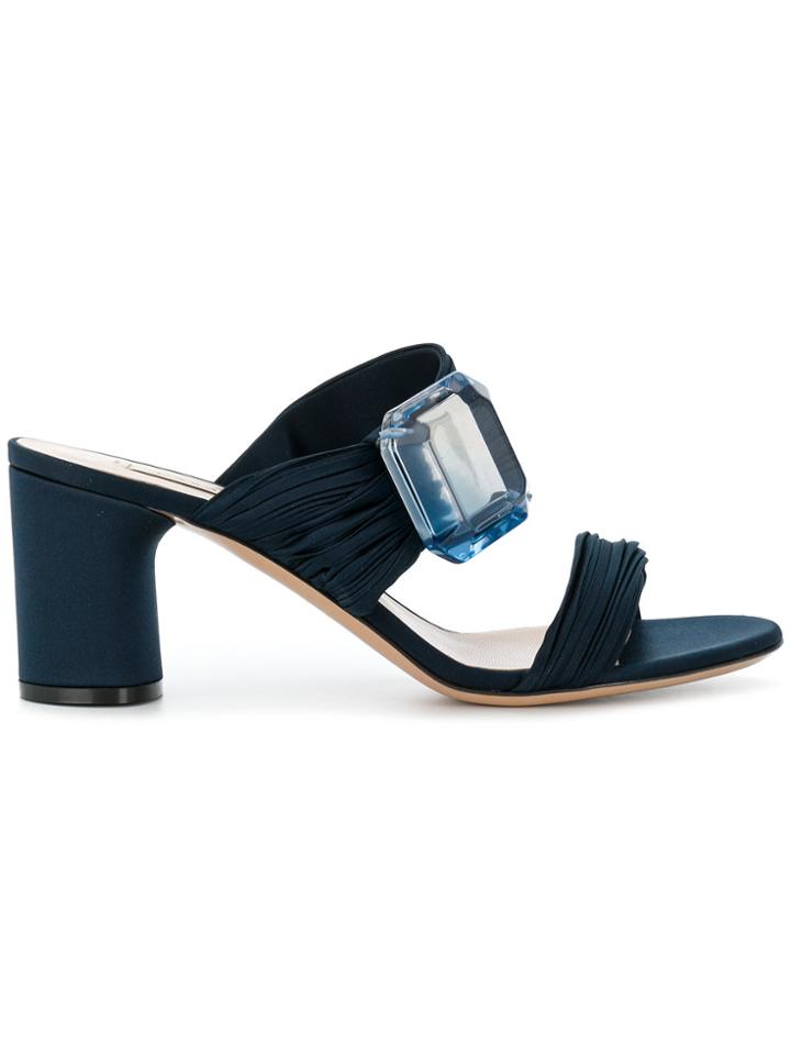 Casadei Crystal-embellished Mules - Blue