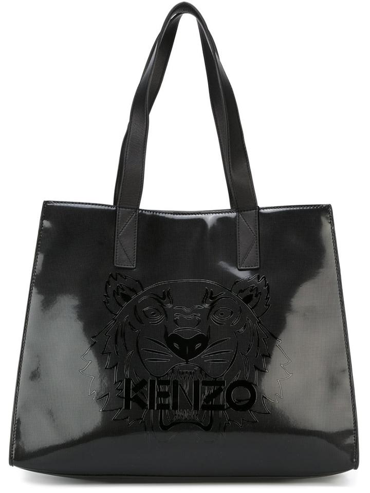 Kenzo 'tiger' Tote, Women's, Black, Pvc/calf Leather