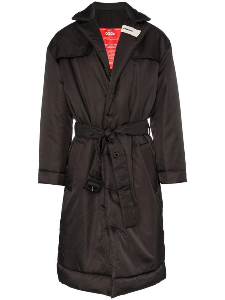 032c Cosmic Workshop Padded Trench Coat - Black