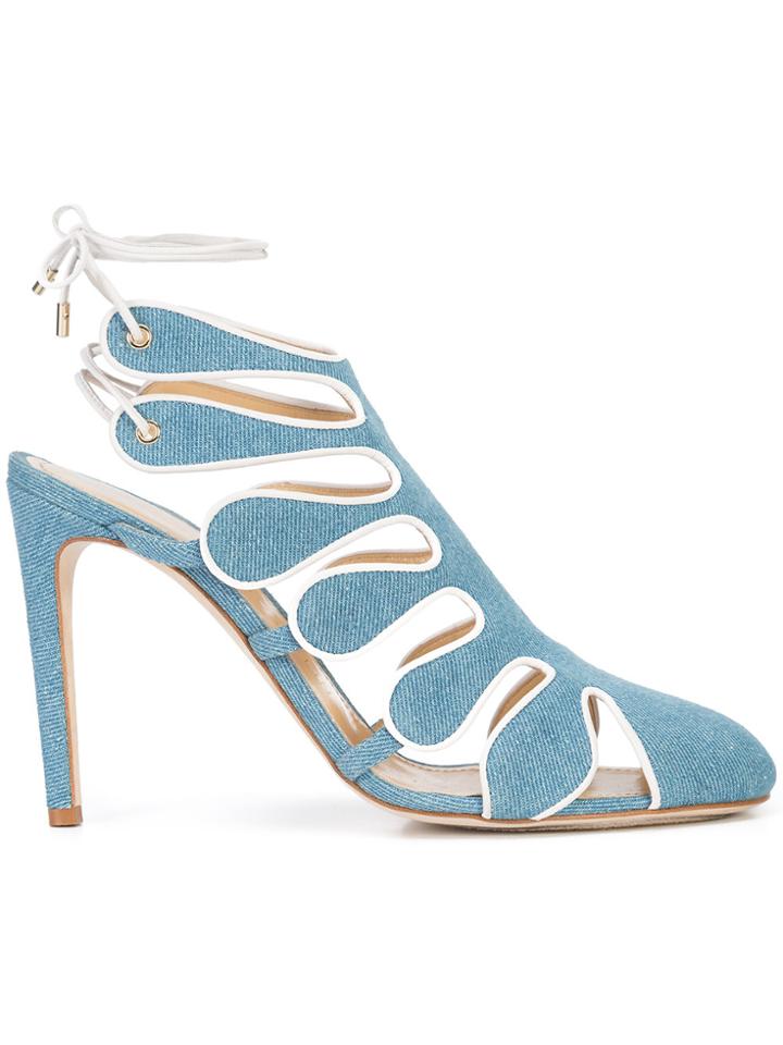 Chloe Gosselin Cut Out Denim Sandals - Blue