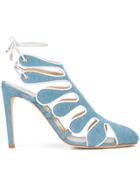 Chloe Gosselin Cut Out Denim Sandals - Blue