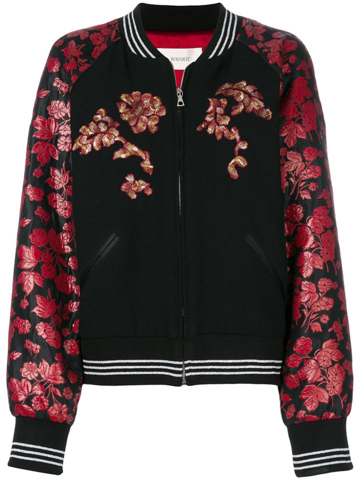 Rodarte Floral Print Bomber Jacket - Black