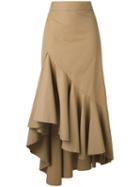 Erika Cavallini - Asymmetric Skirt - Women - Cotton - 42, Nude/neutrals, Cotton