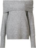 Yigal Azrouel Off-shoulder Knit Blouse, Women's, Size: Xs, Grey, Yak/polyimide/wool/spandex/elastane