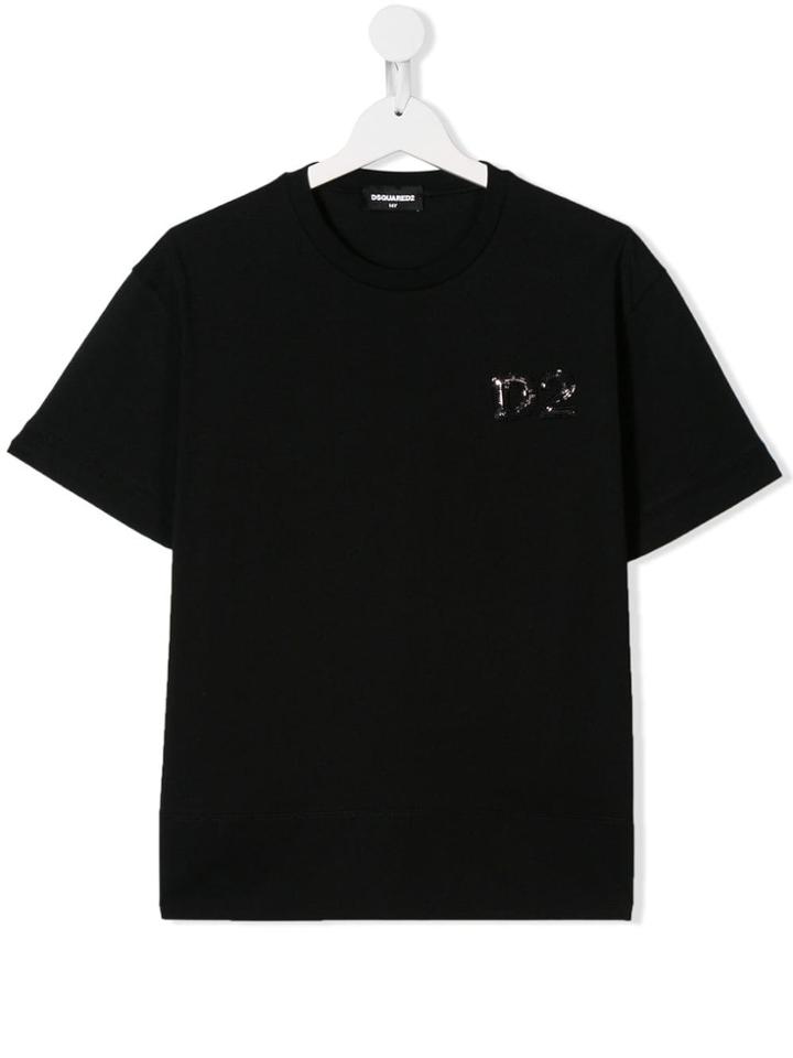 Dsquared2 Kids Teen Sequin Logo T-shirt - Black