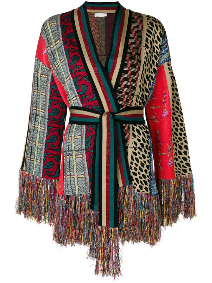 Etro Patterned Knit Wrap Jacket - Multicolour