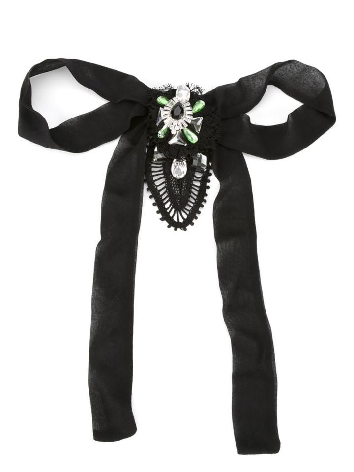 Martha Medeiros Embellished Brooch, Women's, Black, Silk/cotton
