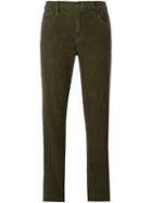 Current/elliott Corduroy Straight Leg Cropped Trousers, Women's, Size: 27, Green, Cotton/spandex/elastane