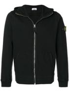 Stone Island Logo Patch Hoodie Jacket - Black