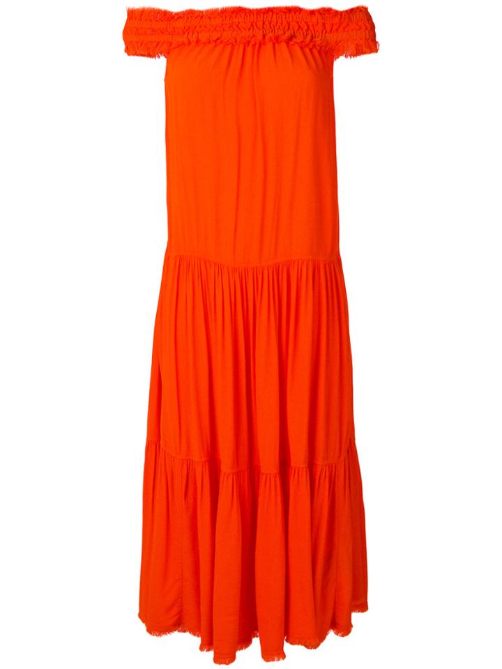 Raquel Allegra Off-shoulder Midi Dress - Yellow & Orange