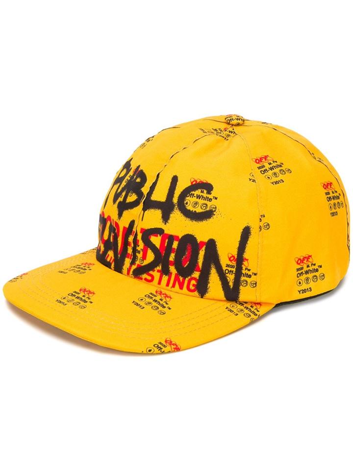Off-white Public Television Graffiti Baseball Hat - Yellow