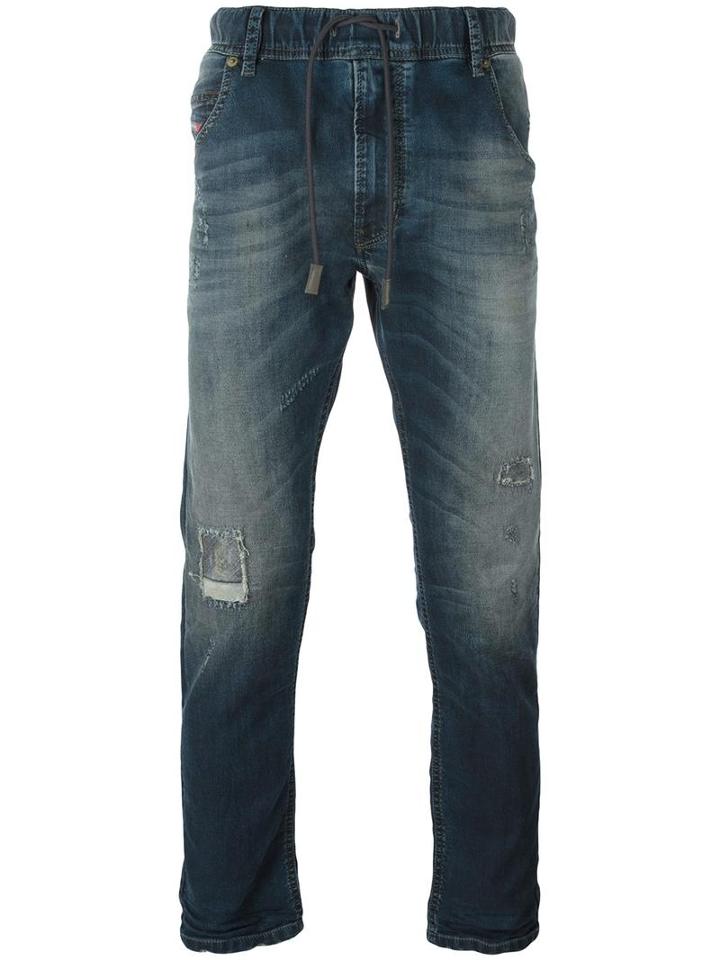 Diesel Logo Detail Drawstring Straight-leg Jeans, Men's, Size: 28, Blue, Lyocell/cotton/spandex/elastane