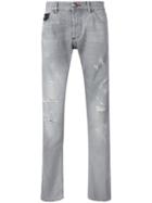 Philipp Plein Distressed Straight Leg Jeans - Grey