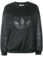 Adidas Panelled Logo Print Sweatshirt - Black